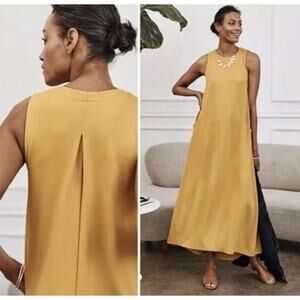 J. Jill Wearever Collection Sleeveless Chamomile Yellow Maxi Dress Woman SZ L